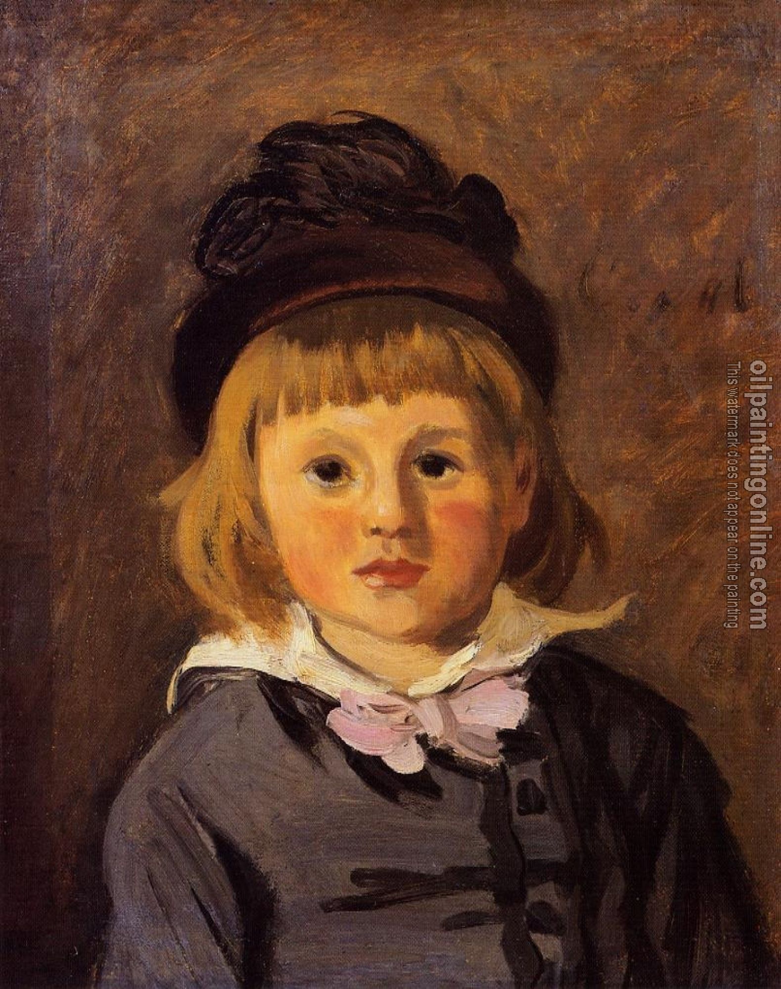 Monet, Claude Oscar - Portrait of Jean Monet Wearing a Hat with a Pompom